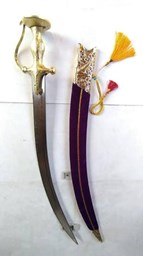Picture of Super Maratha Talwar with Red Scabbard | Authentic Indian Sword Design | High-Carbon Steel Blade - Decorative.